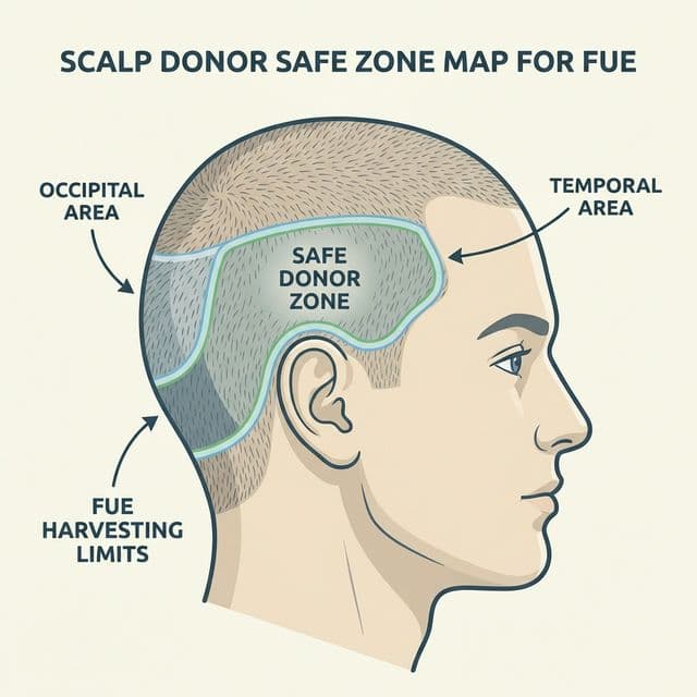 FUE donor safe zone map